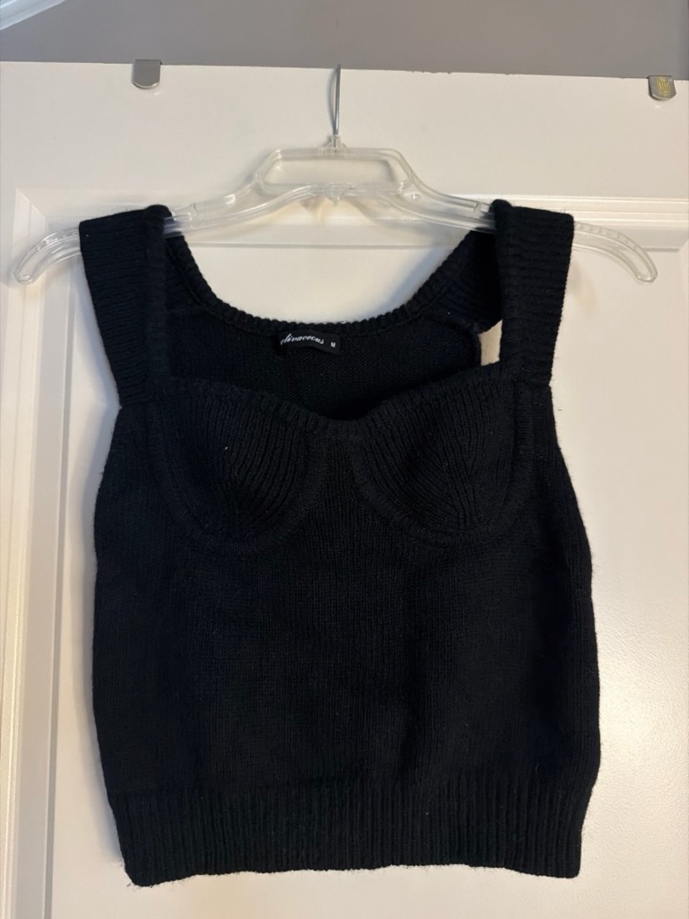 Olivaceous Black Knit Bustier Camisole